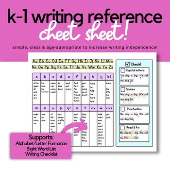 Preview of K-1 Writing Reference Cheat Sheet