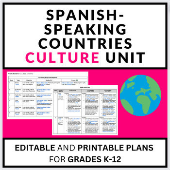 Preview of K-12 Culture Unit / Spanish Class (Maternity) Sub Plans