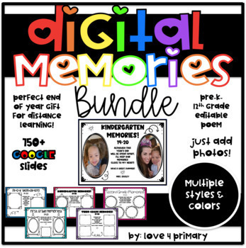 Preview of K-12 Digital Memories EDITABLE BUNDLE End of Year Gift-Google Slides