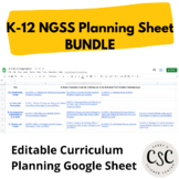 K-12 NGSS Curriculum Planning Sheets (editable) BUNDLE