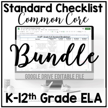 Preview of K-12 Standards Breakdown & Checklist BUNDLE - Common Core