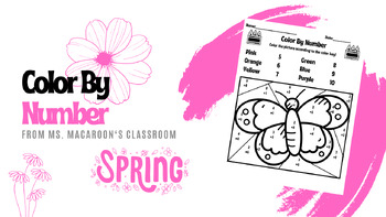 Preview of K-1st Grade Spring Color By Number- Adding up to 10