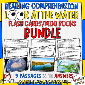 Preview of Learn about Water Reading Comprehension Task Cards K-1st Earth Science Bundle