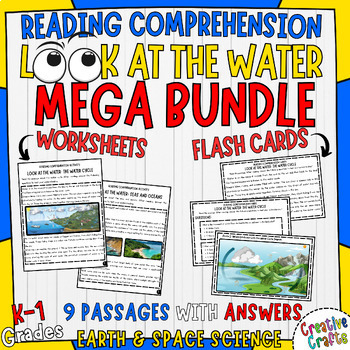 Preview of Look at the Water Reading Comprehension Worksheets & Task Cards Science Bundle