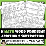 K, 1st and 2nd Grade One Step Addition and Subtraction Wor