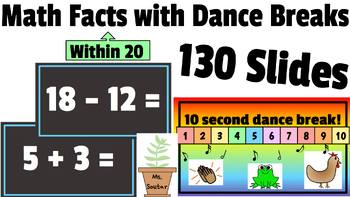 Preview of K-2 Addition Subtraction Facts with Dance Breaks Math Digital Flashcards