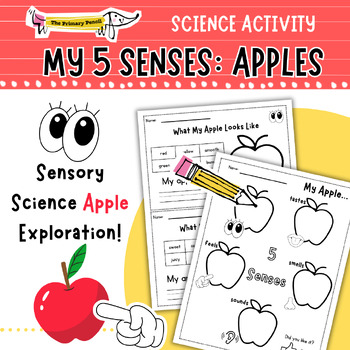 Preview of K-2 Apple Sensory Science Activity | Engage Your 5 Senses Observation Pages