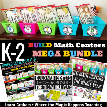 Preview of K-2 BUILD Math Centers  Year-Long Mega Bundle