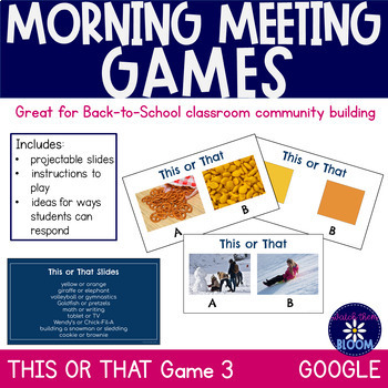 Preview of K - 2 Back to School Morning Meeting Game - This or That 3