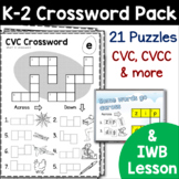 K-2 Crossword Pack. CVC, CVCC, and more. Order by SATPIN o