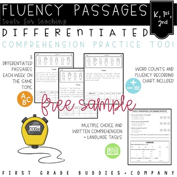 Preview of K-2 Differentiated Reading Fluency Passages with Comprehension and Questions