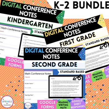 Preview of K-2 Digital Conference Notes Reading Writing Math Standards Google Form