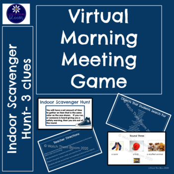Preview of K-2 Distance Learning Morning Meeting Game- Indoor Scavenger Hunt- 3 Clues