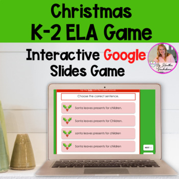 Preview of K-2 ELA Google Slides Game Literacy Activity Christmas Themed
