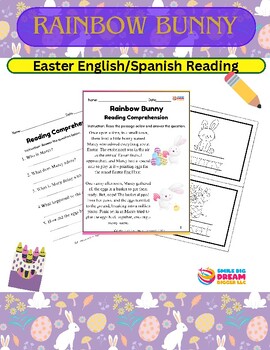 Preview of K-2 Easter Coloring English/Spanish Reading Comprehension Vocabulary Tracing