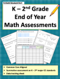 K - 2 End of Year Math Assessment Bundle