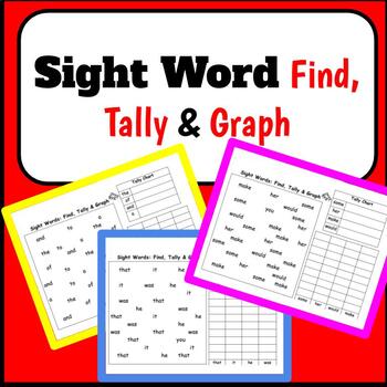 Preview of K-2 FRY Words Pack: Find-Tally-Graph for first 100 words