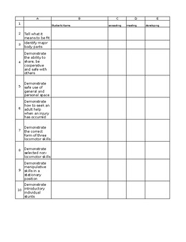 Preview of K-2 Grade Level Expectations Assessment Form