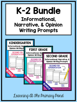 Preview of Writing Prompts | Informational, Narrative, Opinion Writing | MegaBundle for K-2