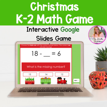 Preview of K-2 Math Google Slides Game Christmas Themed