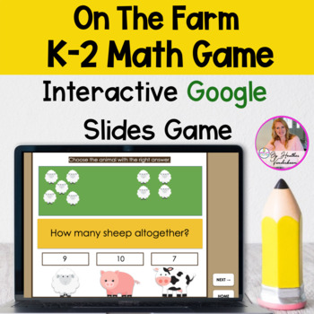 Preview of K-2  Math Google Slides Game Farm Themed | Addition & Subtraction