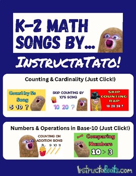 Preview of K-2 Math Song Videos by InstructaTato! (Free!)