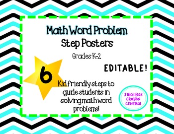 Preview of K-2 Math Word Problem Step Posters
