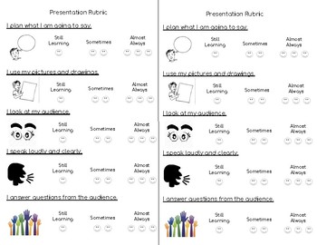 Preview of K-2 Presentation Rubric