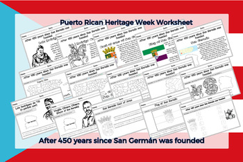 Preview of K-2 Puerto Rican Heritage Week Worksheets - San Germán Foundation