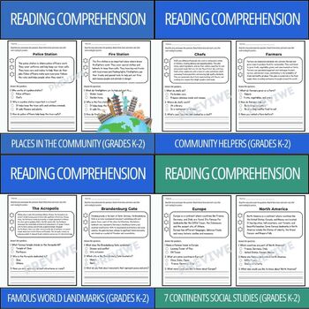 Preview of K-2 Reading Comprehension Passages & Questions Mega Bundle