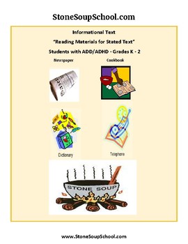 Preview of K- 2, "Reading Materials For Stated Purpose" for students with ADD/ADHD