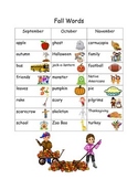K-2 Seasonal Word Lists