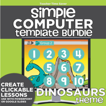 Preview of K-2 Simple Computer Center Lab Lesson Template Bundle: Dinosaurs Theme