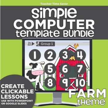 Preview of K-2 Simple Computer Center Lab Lesson Template Bundle: Farm Theme
