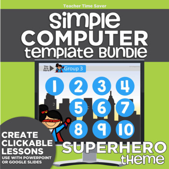 Preview of K-2 Simple Computer Center Lab Lesson Template Bundle: Superhero Theme