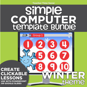 Preview of K-2 Simple Computer Center Lab Lesson Template Bundle: Winter Theme