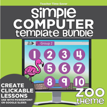 Preview of K-2 Simple Computer Center Lab Lesson Template Bundle: Zoo Theme