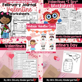 K-2 Valentines Math & Reading Bundle -  Worksheets, Journa