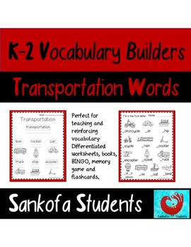 Preview of K-2 Vocabulary Builders- Transportation Words