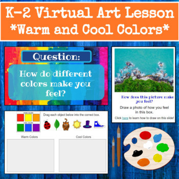 Preview of K-2 *Warm and Cool Colors* Virtual Interactive Art Lesson *Editable*