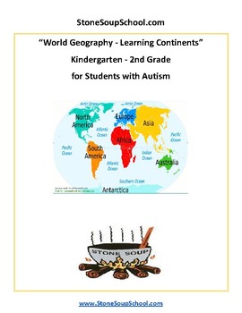 Preview of K- 2 Learning the Continents for Students w/ Autism