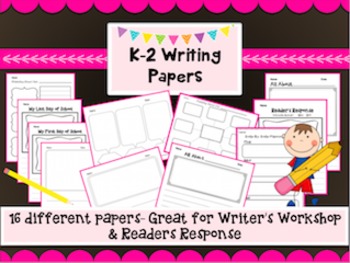 Preview of K-2 Writer's Workshop & Reader's Response Writing Paper & Graphic Organizers