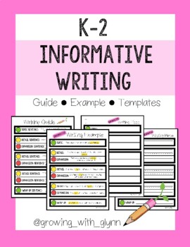 Preview of K-2 Writing Guide / Informative writing (Guide, Example AND Template)