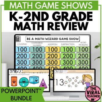 Preview of K - 2nd Grade Activities End of Year Math Review Game Shows Bundle
