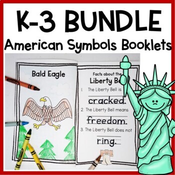 Preview of K-3 American Symbols Booklet with 12 US Symbols BUNDLE