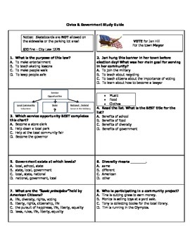 Preview of Civics & Government Study Guide