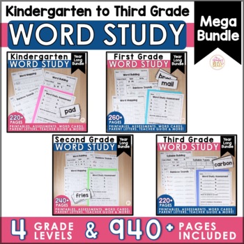 Preview of K-3 Word Study BUNDLES - editable Yearlong Spelling
