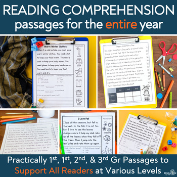 Preview of K-3rd Grade Reading Passages & Comprehension Questions | Main Idea and Details  