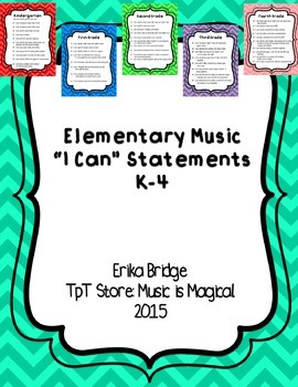 Preview of K-4 Elementary Music "I Can" Statements