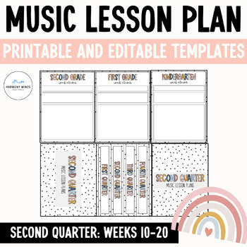Preview of Music Lesson Plan Templates- Editable Slides Weeks 10-20 Calm Colors
